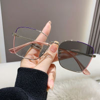 Photochromic Anti Radiation Glasses Woman Eyeglasses For Women Men Cat Eye Metal Anti Blue Light Eyeglasses Frames Retro Transition Eyewear Shades Anti UV Sunglasses