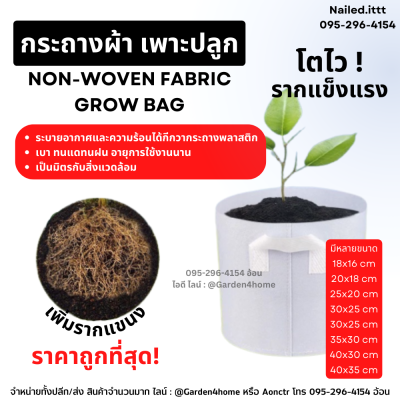 กระถางผ้า กระถางต้นไม้ สีขาว non-woven fabric grow bag กระถางเพาะต้นไม้ กระถางผ้าปลูกต้นไม้ ถุงปลูกต้นไม้ กระถางต้นไม้