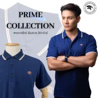 Jaguar เสื้อโปโล สีกรมท่า รุ่น Prime Collection แขนสั้น โลโก้สีน้ำตาลทอง ทรงพอดีตัว PN-177-NV