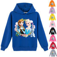 Frozens Annas Elsas Hoodie 100-170ซม. เสื้อผ้าเด็กผู้หญิงฤดูใบไม้ร่วง65% ผ้าฝ้าย + โพลีเอสเตอร์35% ไฟเบอร์มีฮู้ดพร้อมกระเป๋าเด็กหญิงเด็กชายแขนยาว0000