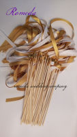 Hot Seller Style A luxuriant Gold &amp; White Stain Ribbon Wedding Wands for Party Decoration (50pcslot)