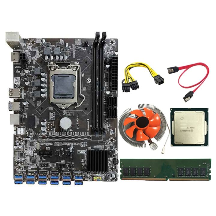 b250c-mining-motherboard-kit-12-usb3-0-to-pci-e-16x-graphics-slot-with-g3930-g3900-cpu-cpu-fan-8g-ddr4-ram-power-cable