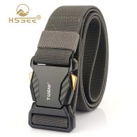 HSSEE New Tactical Belt for Men Carbon Texture Alloy Buckle Casual Elastic Belt Quick Release Military Army Girdles Male Gift Cable Management