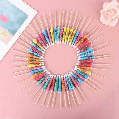 hot【DT】☢  50pcs/pack Drink Fruit Sticks Umbrella Paper Cocktail Parasols Umbrellas Wedding Decoration Birthday Supplies 5Z