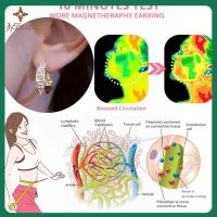 JLY55OZPQ 2Pairs โลหะผสมอัลลอยด์ Lymphcvity แม่เหล็กบำบัดต่างหู ช่วยเพิ่มการไหลเวียนโลหิต ที่เจาะรู ต่างหูระบายน้ำเหลือง ประณีตประณีตประณีต กดจุดหู ต่างหูเม็ดเพชรเพื่อลดน้ำหนัก สำหรับผู้หญิง