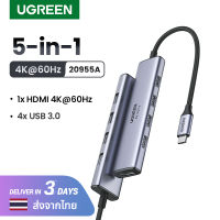 UGREEN อะแดปเตอร์ฮับ USB C Hub 4K 60Hz USB Type C 3.1 to HDMI USB 3.0 OTG Adapter USB C Dock สำหรับ MacBook Air Pro PC Mini USB HUB Model: 20955A