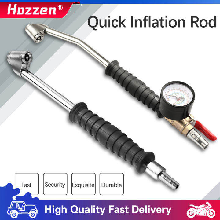 Hozzen Fast Tire Inflation Nozzle with Air Pressure Gauge Car