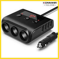 ที่ชาร์จแบตในรถ100W อะแดปเตอร์ชาร์จไฟสูง3-Socket Power Splitter 12/24V พร้อมพอร์ต USB 4พอร์ตจอแสดงผลแรงดันไฟฟ้า LED สวิตช์เปิดปิดสำหรับรถบรรทุก SUV