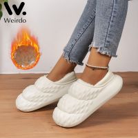 New Winter Women Fur Slippers Waterproof Warm Plush Household Slides Indoor Home Thick Sole Footwear Non-Slip Solid Couple Shoes