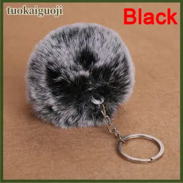 Pom Pom Puff Rabbit Fox Faux Fur Ball Car Keychain Key Chain with