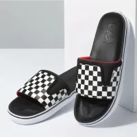 checkerboard slippers vans