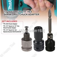 ☃ Quick Release Drill Chuck Converter 1/2 Square to 1/4 Hex Shank Socket Adapter Conversion Tool For Impact and Ratchet