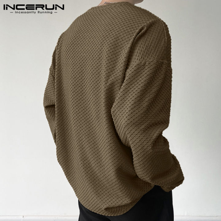 incerun-เสื้อเชิ้ตแขนยาวสำหรับผู้ชาย-เสื้อสวมหัวแฟนซีทรงหลวมสำหรับใส่ไปงานเลี้ยงวันหยุดสไตล์เกาหลี