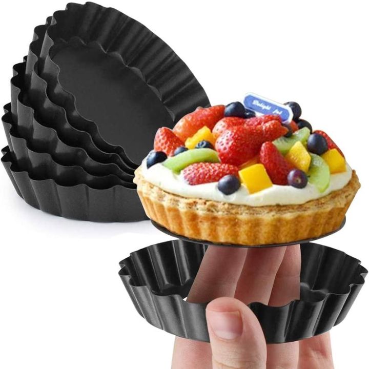 set-of-6-non-stick-tart-quiche-flan-pan-molds-round-4-inch-carbon-steel-cake-baking-form-with-removable-bottom-bakeware-tools