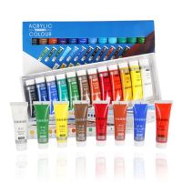 12/24 Color Acrylic Paint Tubes Non Toxic Pigments for Professional Kids Painting on Canvas Wood Clay Fabric Ceramic