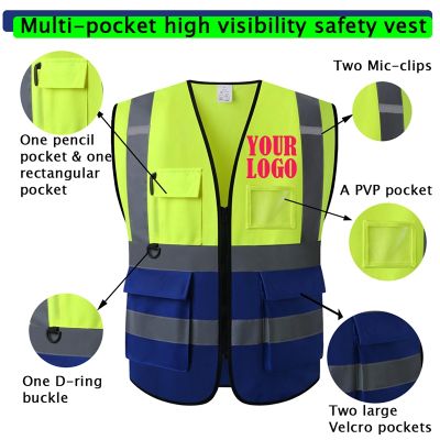 Reflective Safety Vest High Visibility Custom Logo XXXL Motorcycle Jacket Safety Vest Fluorescent Signal Police For Men Woman