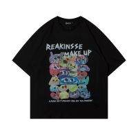 เสื้อยืด Kartun Cetak Lucu untuk Wanita Gadis Jepun Harajuku Streetwear Kawaii Pakaian Besar Grafik เสื้อยืดฤดูร้อน