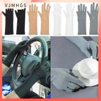 VJMHGS ฤดูใบไม้ผลิฤดูร้อน ลื่นทน บาง ถุงมือขับรถ ป้องกันรังสียูวี ถุงมือกันแดด ถุงมือมารยาท