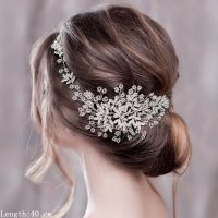 รัดเกล้า Bando Bunga หรูหราเครื่องประดับผมแต่งงานสำหรับผู้หญิงที่คาดผมสำหรับเครื่องประดับผมสำหรับเจ้าสาวเจ้าสาว