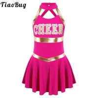 Cheer Leader Costumes for Kids Girls Fancy Dress High School Cheerleading Uniform Halloween Outfit Cheer Leader Dance Dress