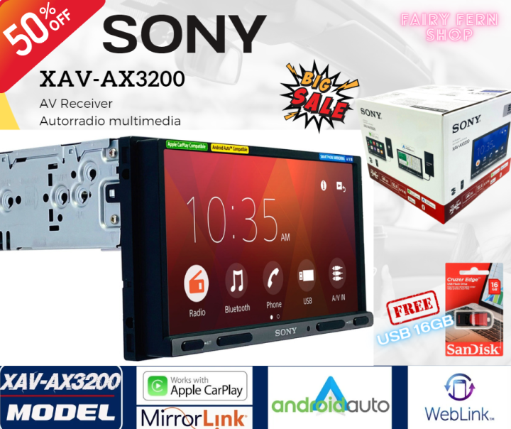 สินค้าใหม่-จอติดรถยนต์-sony-xav-ax3200-ของแท้100-โซนี่-วิทยุติดรถยนต์-มีบลูทูธ-จอ2din-6-95นิ้ว-เชื่อมต่อ-android-หรือ-ios-รองรับ-apple-carplay-android-auto-weplink