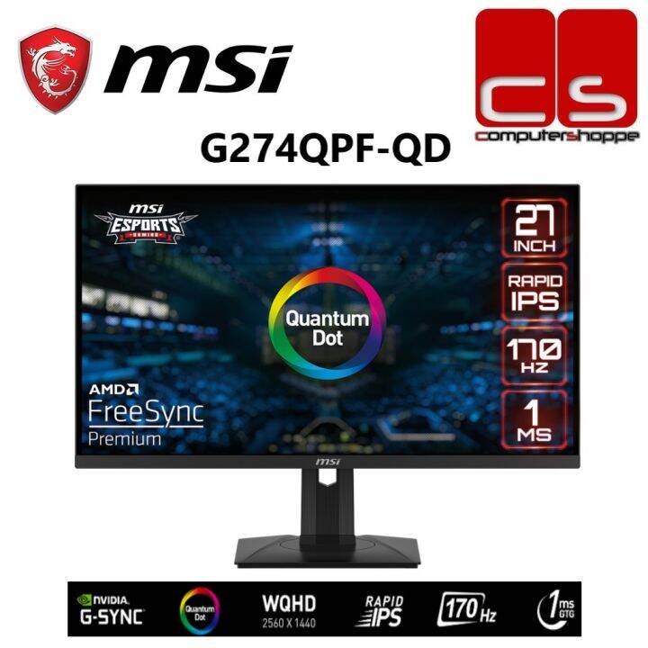 MSI G274QPF-QD 27'' WQHD 170HZ 1MS G-SYNC FREESYNC VESA DisplayHDR 400 ...