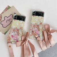 เคสลายอะนิเมะสวยงาม Samsung Z Flip4 Z ฝาพับ Flip3พร้อมห่วงจับ PC โปร่งใสสำหรับ Samsung Galaxy เคสโทรศัพท์พลิก4 Z พลิก3