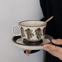 New Finnish retro coffee cups and saucers hand-painted ceramic cup rose latte cup of afternoon tea is special home home stay facility