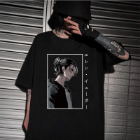 เสื้อยืดพิมพ์ลายการ์ตูนญี่ปุ่น,เสื้อยืดลำลองแขนสั้นพิมพ์ลายจากไททัน Eren Yeager สำหรับฤดูร้อน