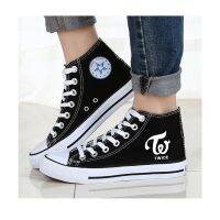 COD DSFGREYTRUYTU Twice Canvas Shoes Women Flat Casual Couple High Top Shoes