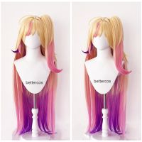 LOL Star Guardian Seraphine Cosplay Wig Yellow Pink Purple Mixed Long 100cm Synthetic Hair Heat Resistant Wigs + Wig Cap