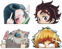 For 4Types Anime Car Sticker for Kimetsu no Yaiba/Slayer Demon Vinyl Bumper  Decal Waterproof