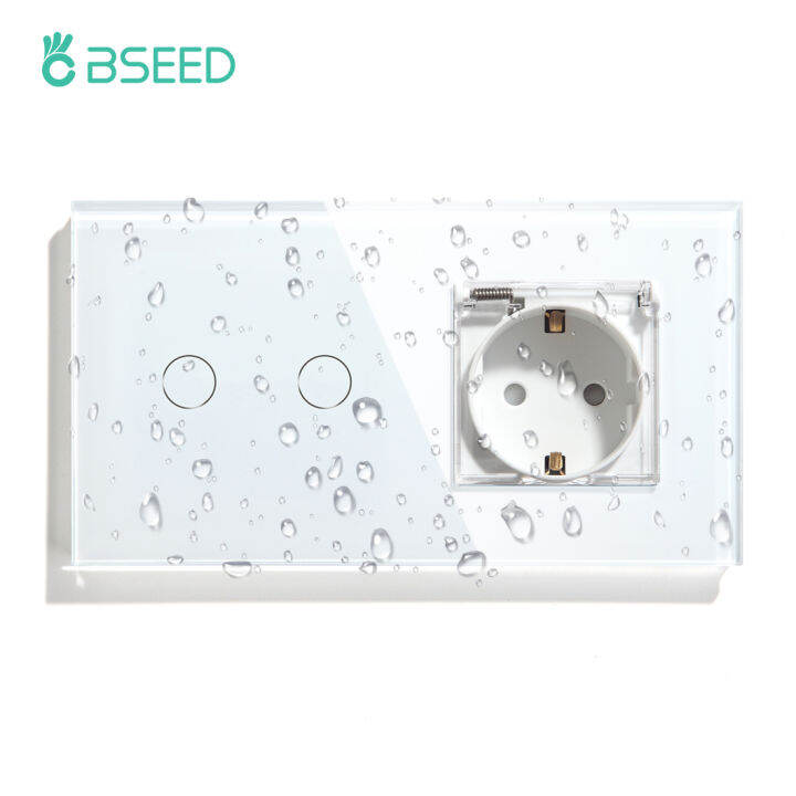 Bseed 123gang 1way Touch Switch Bathroon Wall Socket With Cover Wall Light Switches Outdoor 1337