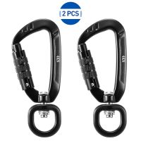 【SALE】 sancthesriwa1970 2Pcs 360 ° Rotatable Auto Locking Carabiner Survival Rescue Carabiners Hook Swivel Carabiner Clip แคมป์ปิ้งอุปกรณ์ปีนเขา