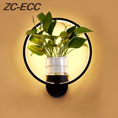 Modern Hydroponic Plant Led Wall Lamp Living Room Bedroom Bedside Sconces Lamp Hallway Aisle Stairs Green Plant Wall Lights