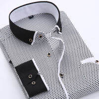 DEFINE Men S New Outlet Print Business Slim Shirt Long Sleeve Dress Shirt เสื้อเชิ้ตลำลอง