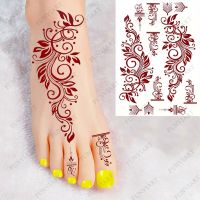 Mehndi Tattoo Stickers for Legs Waterproof Temporary Henna Tattoos Women Instant Fake Tattoo for Hand Body Hena Tatoo Stickers