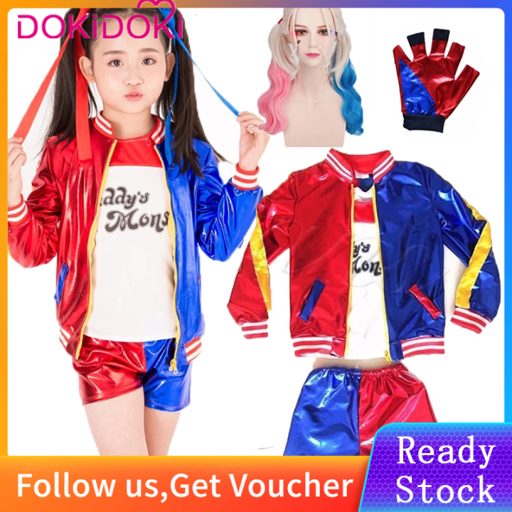 Suicide Squad Harley Quinn Cosplay Costume Kids Suit