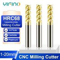 YIFINO HRC68 4-Flute ทังสเตนเหล็กคาร์ไบด์เครื่องมือตัดมิลลิ่ง CNC Mechanical End Platinum สําหรับเครื่องตัดมิลลิ่งสแตนเลส