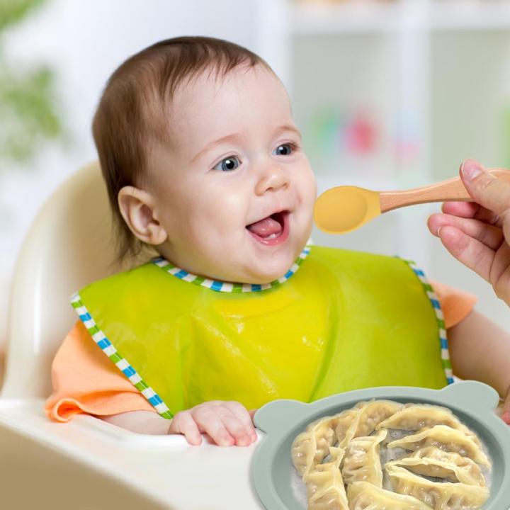 ชามอาหารหัวดูดซิลิโคนสำหรับเด็กกันลื่นจานเด็กบนโต๊ะอาหารที่ปลอดภัย