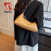 MAITO niche new Korean texture design feeling bag shoulder alar bag temperament portable folding baguette bag --ndjb238803