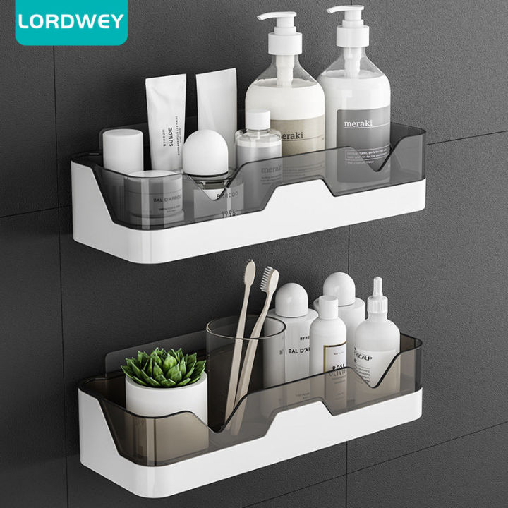 Bathroom Shelf No Drill Organizer Shower Storage Rack Black Corner Shelves  Wall Mounted Aluminum Toilet Shampoo