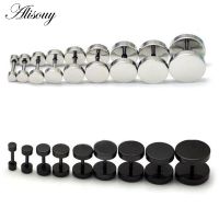 1PC Man Women Barbell Punk Gothic Stainless Steel Ear Studs Earrings Black Siver