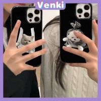 VENKI - เคสไอโฟน11 เคส Soft เคสขนมสีดํามันวาว การ์ตูนน่ารัก and Dog Protection Shockproof สําหรับ iPhone 14 13 12 7 8 X XR