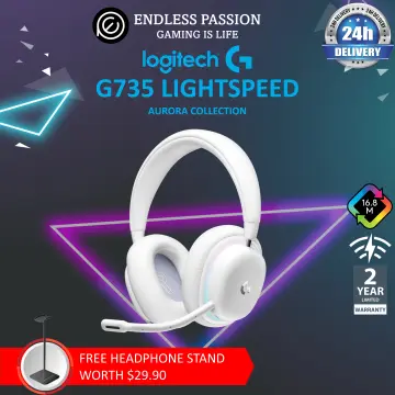 Logitech G735 Wireless Gaming Headset, Customizable LIGHTSYNC RGB Lighting,  Lightspeed, Bluetooth, 3.5 MM Aux Compatible with PC, Mobile Devices,  Detachable Mic - White Mist 