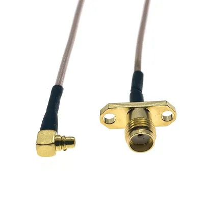 RG316 MMCX MALE Right Angle to SMA Female Flange Panel Mount RF Coax Extension Cable Pigtail Coaxial