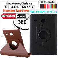 สำหรับ Samsung Galaxy Tab 3 Lite 7.0 3G 3 V T116NU Samsung T110 T111 SM-T110 SM-T111 SM-T116 SM-T116BU SM-T116NQ SM-T116NU SM-T116NY แท็บเล็ตแฟชั่น360 ° หมุนขาตั้งฝาครอบหนัง