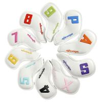 10Pcs PU Golf Iron Head Covers Sets With 4, 5, 6, 7, 8, 9, P, S, A,