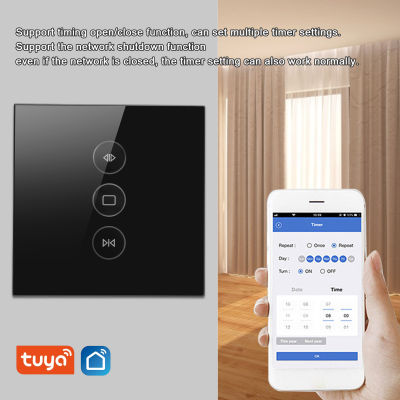 การควบคุมม่านผ่าน WiFi ปลั๊ก EU 110-240V การควบคุมด้วยเสียงสวิตช์ผ้าม่าน Wi-Fi สำหรับสำนักงานบ้านอพาร์ทเมนต์สำหรับ Tuya