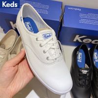 ۩KEDS รองเท้าผ้าใบลําลอง หนังวัวแท้ ปากตื้น เข้ากับทุกการแต่งกาย สีขาว สไตล์เกาหลี แฟชั่นคลาสสิก สําหรับสตรี